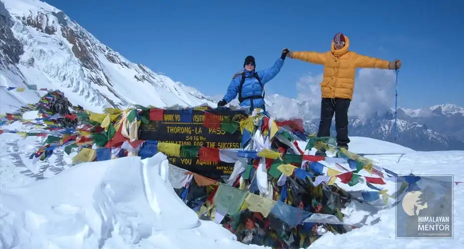 At the top of the Thorong La Pass(5416m.) – the main destination of the trek