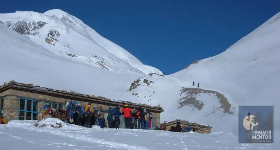 At Thorong Phedi, ready to climb the Thorong La Pass (5416m.)