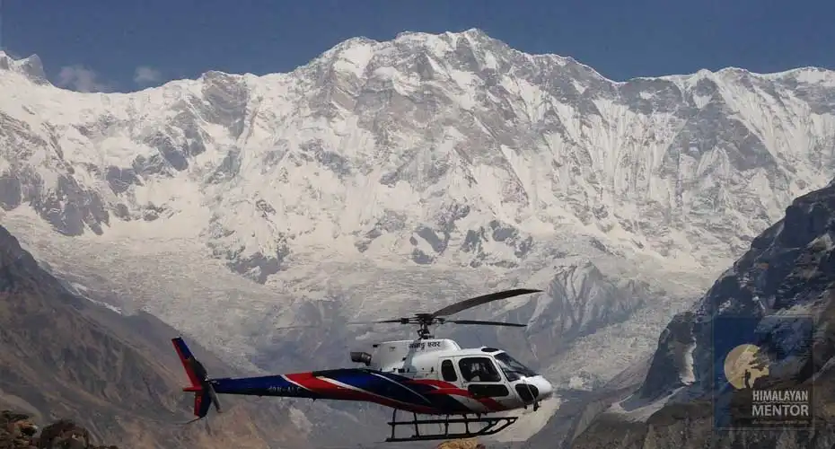 Taking a short break at Annapurna base camp to enjoy the Magnificent Himalayan view
