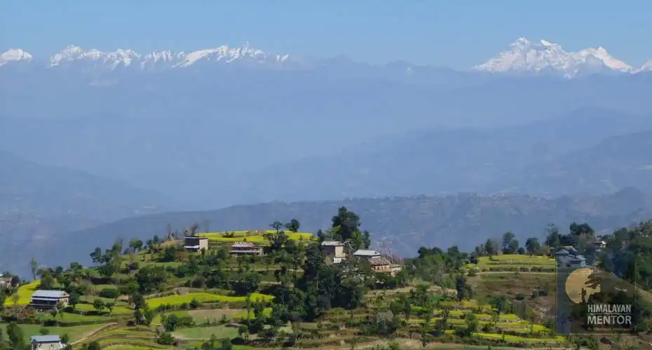 The valley and mountain seen after begin the hiking