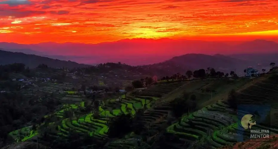 Looks like burning, the sunset view from Nagarkot