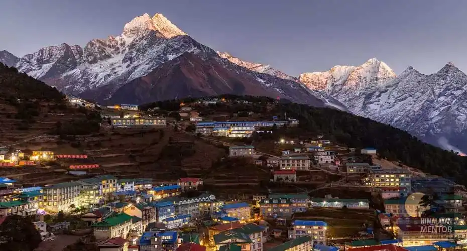 Evening view of Namche Bazaar