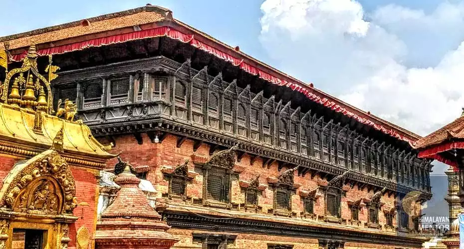 Beautiful wood carving windows at Bhaktapur durbar square
