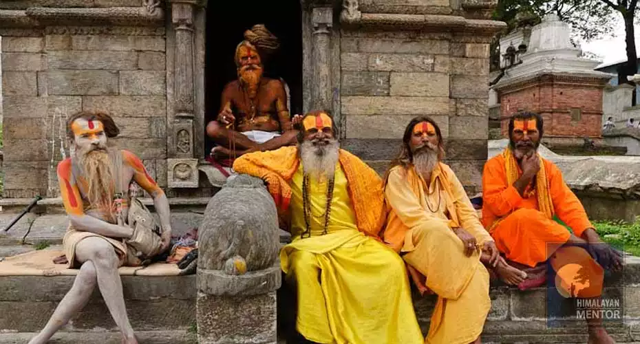 Sadhus at holy Pashupatinath Temple, Kathmandu