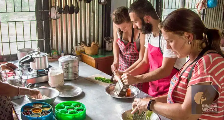 Preparing to cook Nepali food in our cooking class