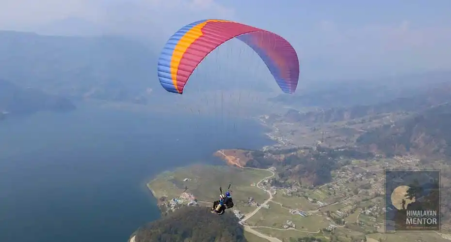 Phewa lake in the background when you fly down from Sarangkot
