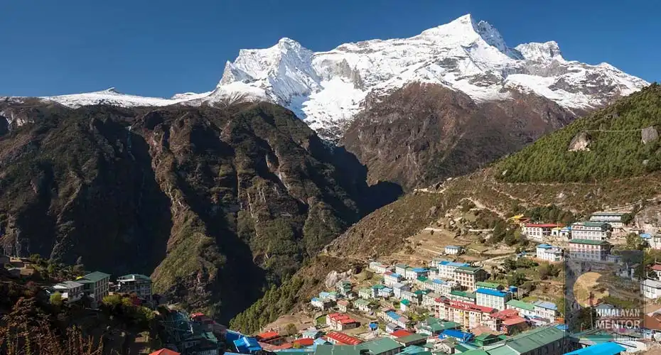 The beautiful Namche Bazaar & Mt. Kwangde view