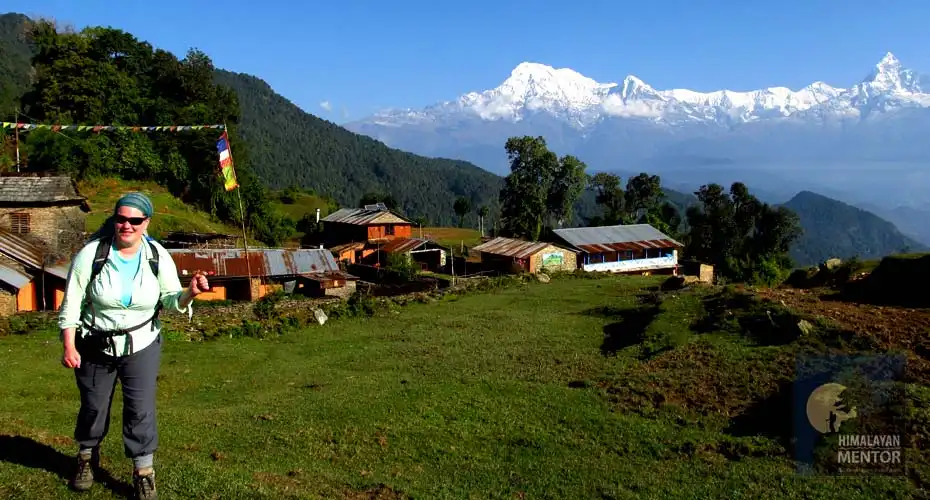 Mountain village and panorama during the trek to Panchase