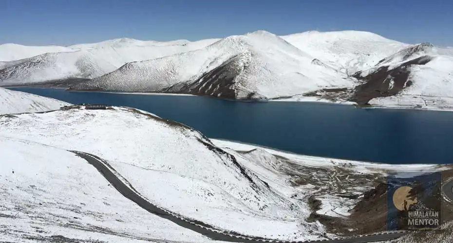The beautiful lake and glacier during the overland journey