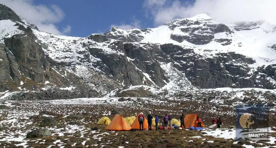 Campsite during the trek and mountain view