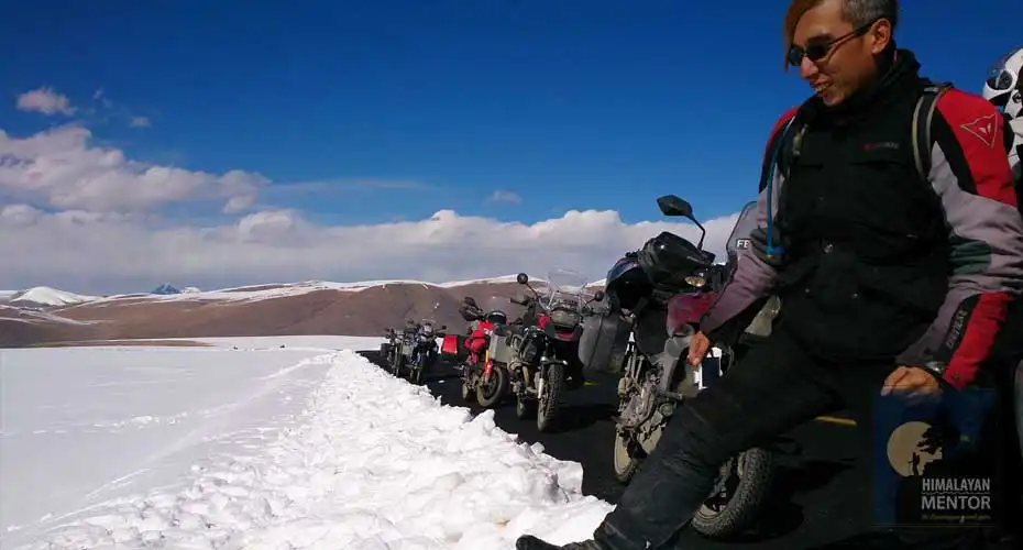 Riders are enjoying the view and snows
